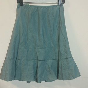 United Colors of Benetton 100% Linen Teal A Line Skirt